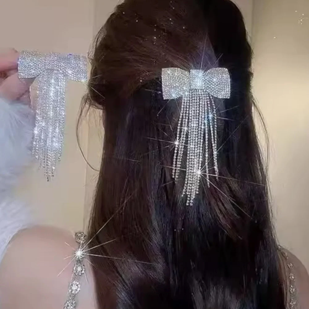 Dazzling Rhinestone Bow Hair Accessory - Picture 3 of 4